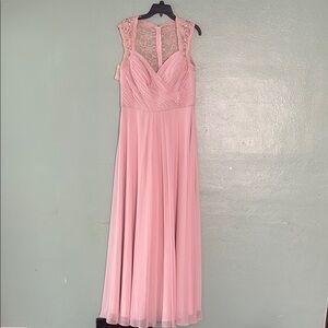 Mori Lee Pink Sleeveless V-Neck Maxi Dress